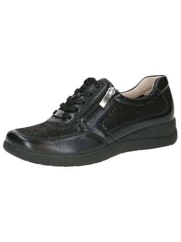 CAPRICE Comfort Damen Sneaker flach mit Reißverschluss Low Top, Schwarz (Black Comb), 40 EU von CAPRICE