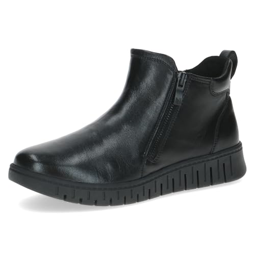 CAPRICE Comfort Damen Stiefeletten aus Leder Mehrweite H, Schwarz (Black Nappa), 41 EU von CAPRICE