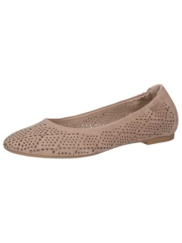 CAPRICE Damen Ballerinas aus Leder mit Lochmuster, Beige (Bark Suede), 38.5 EU von CAPRICE