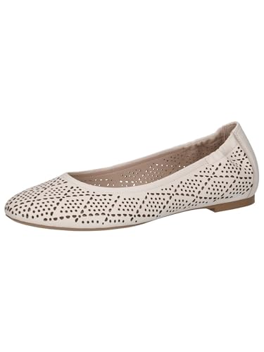 CAPRICE Damen Ballerinas aus Leder mit Lochmuster, Cremefarben (Offwhite Nappa), 38.5 EU von CAPRICE