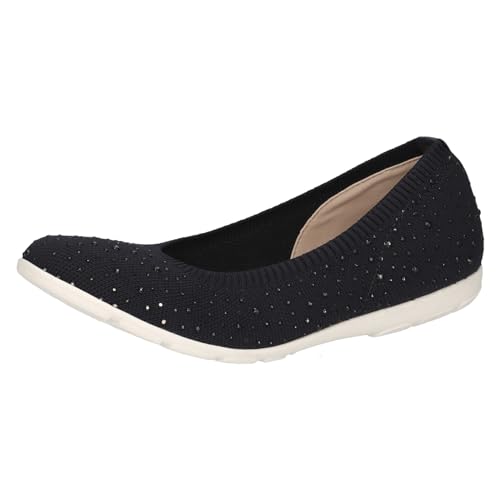 CAPRICE Damen Ballerinas Glitzer Bequem, Blau (Ocean Knit), 37 EU CAPRICE Damen Ballerinas Glitzer Bequem, Blau (Ocean Knit), 37 EU von CAPRICE