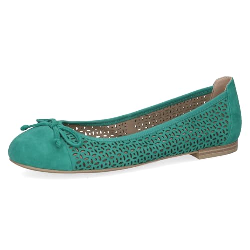 CAPRICE Damen Ballerinas aus Leder mit Lochmuster, Türkis (Emerald Suede), 41 EU von CAPRICE