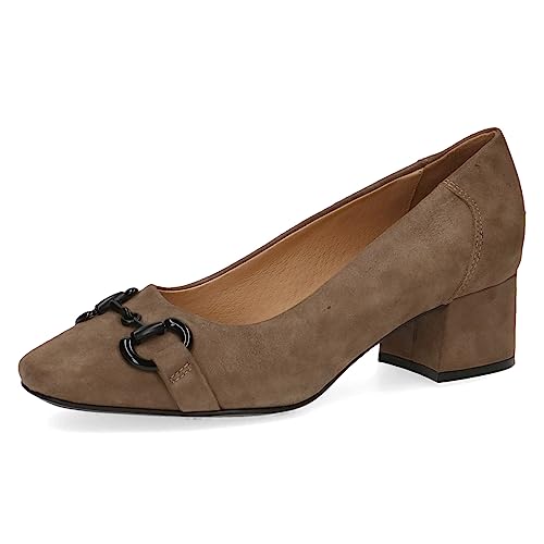 CAPRICE Damen Pumps Memotion aus Leder Kleiner Absatz Weite G, Grün (Olive Pearl), 36 EU von CAPRICE