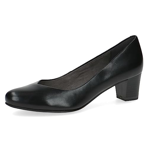 CAPRICE Damen Pumps Memotion aus Leder Kleiner Absatz Weite G, Schwarz (Black Nappa), 37 EU von CAPRICE