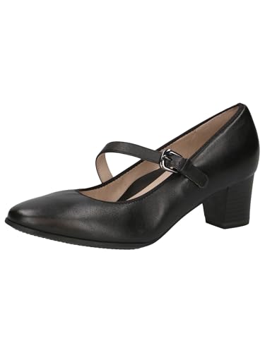 CAPRICE Damen Pumps aus Leder mit Riemen, Schwarz (Black Nappa), 37 EU von CAPRICE