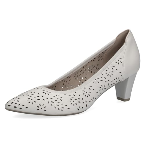 CAPRICE Damen Pumps aus Leder mit Trichterabsatz, Weiß (White Nappa), 38.5 EU von CAPRICE