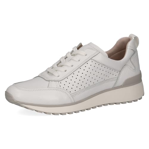 CAPRICE Damen Sneaker flach aus Leder mit Schnürsenkeln, Weiß (White Deer), 37 EU von CAPRICE