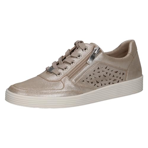 Caprice Damen Sneaker flach aus Leder mit Reißverschluss, Beige (Taupe Metallic), 41 von CAPRICE