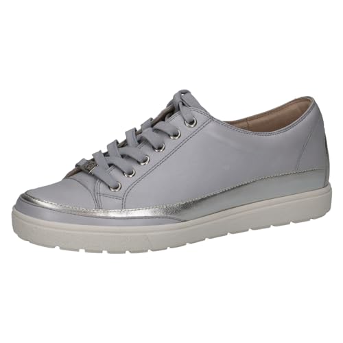 CAPRICE Damen Sneaker flach aus Leder mit Schnürsenkeln, Grau (Lt.Blue Perl), 37 EU von CAPRICE