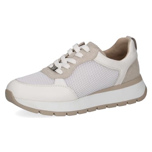 CAPRICE Damen Sneaker flach mit Schnürsenkeln Sportlich, Weiß (White Comb), 42 EU von CAPRICE