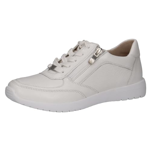 CAPRICE Damen Sneaker flach aus Leder mit Reißverschluss, Weiß (White Deer), 36 EU von CAPRICE