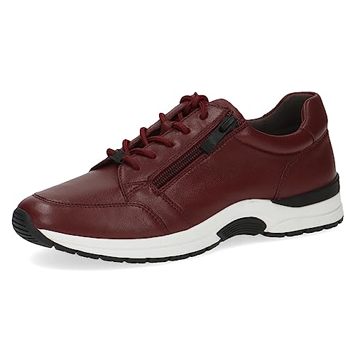 CAPRICE Damen Sneaker flach Airmotion aus Leder mit Schnürsenkeln und Reißverschluss Weite G, Rot (Bordeaux Nappa), 41 EU von CAPRICE