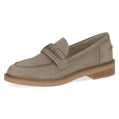 CAPRICE Damen Slipper aus Leder mit Blockabsatz, Beige (Beige Nubuc), 37 EU von CAPRICE