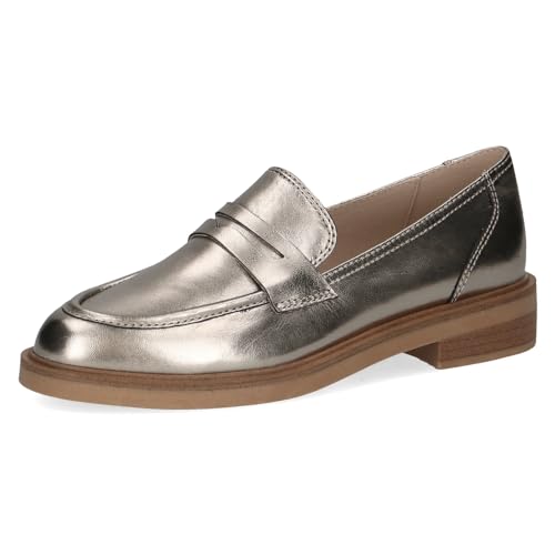 Caprice Damen Slipper aus Leder Elegant, Beige (Taupe Metallic), 36 von CAPRICE