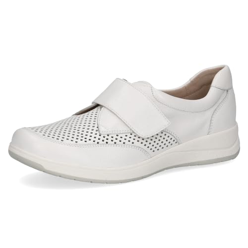 CAPRICE Damen Slipper aus Leder mit Klettverschluss Schuhweite H Mehrweite, Weiß (White Nappa), 37 EU von CAPRICE