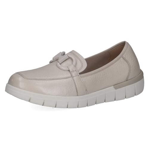 CAPRICE Damen Slipper aus Leder mit Schnalle Schuhweite H Mehrweite, Cremefarben (Pearl Perl Dee), 37 EU von CAPRICE