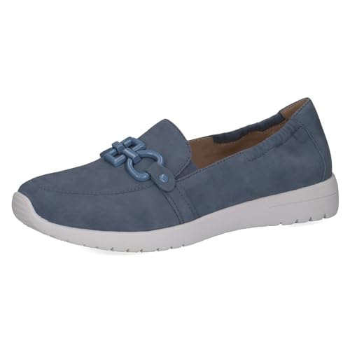 CAPRICE Damen Slipper aus Leder mit Schnalle, Blau (Blue Suede), 39 EU von CAPRICE