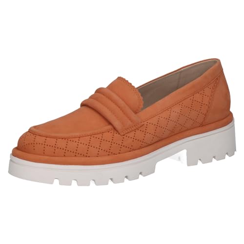 CAPRICE Damen Slipper aus Leder mit Blockabsatz, Orange (Orange Suede), 37 EU von CAPRICE