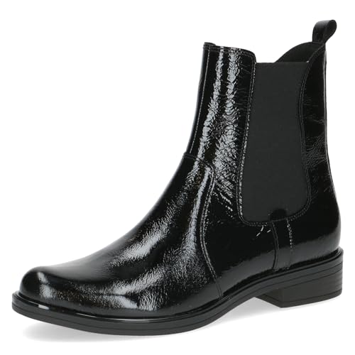 CAPRICE Damen Chelsea Boots Kleiner Absatz Elegant, Schwarz (Black Naplak), 38.5 EU von CAPRICE