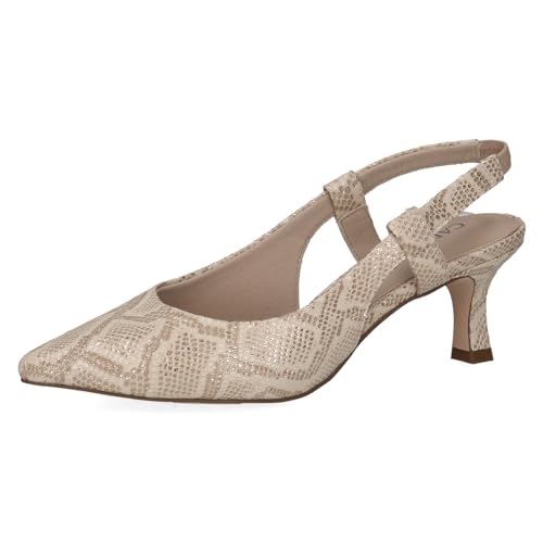 Caprice Damen Slingpumps aus Leder Spitz, Beige (Lt Gold Snake), 36 von CAPRICE