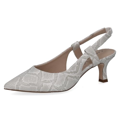 Caprice Damen Slingpumps aus Leder Spitz, Grau (White Reptile), 36 von CAPRICE