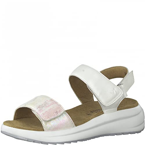 CAPRICE Damen 9-9-28718-28 Flache Sandale, White Comb, 38 EU Weit von CAPRICE