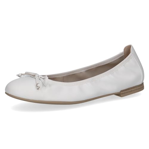 CAPRICE Damen Ballerinas aus Leder mit Schleife, Weiß (White Nappa), 41 EU von CAPRICE