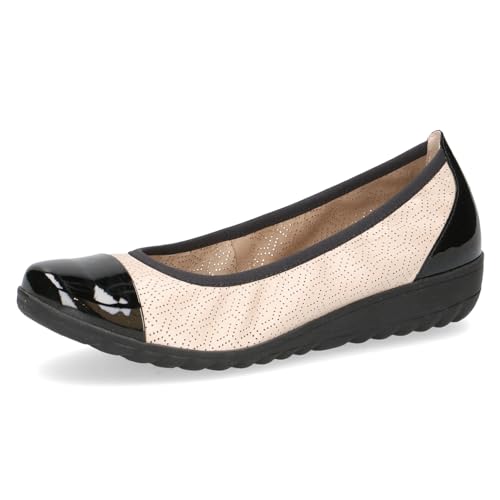 CAPRICE Damen Ballerinas aus Leder Runde Spitze, Beige (Beige Comb), 38 EU von CAPRICE