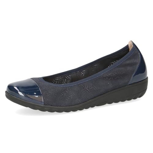 CAPRICE Damen Ballerinas aus Leder Runde Spitze, Blau (Ocean Comb), 37 EU von CAPRICE