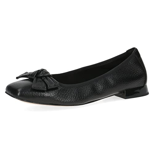 CAPRICE Damen Ballerinas aus Leder mit Blockabsatz, Schwarz (Black Deer), 39 EU von CAPRICE