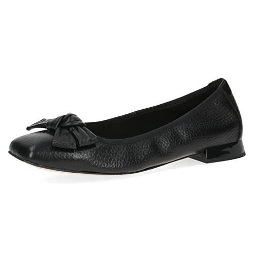 CAPRICE Damen Ballerinas aus Leder mit Blockabsatz, Schwarz (Black Deer), 42 EU von CAPRICE