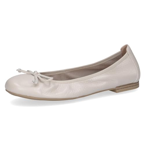 CAPRICE Damen Ballerinas aus Leder mit Schleife, Cremefarben (Pearl Perl Dee), 42 EU von CAPRICE