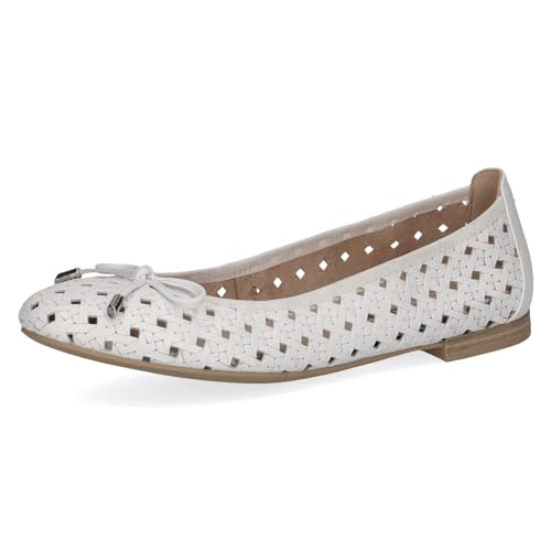 CAPRICE Damen Ballerinas aus Leder mit Lochmuster, Weiß (White Nappa), 38 EU von CAPRICE