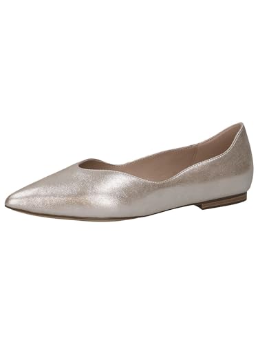 CAPRICE Damen Ballerinas aus Leder Spitz, Beige (Taupe Metallic), 38 EU von CAPRICE