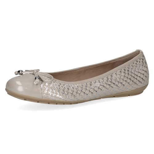 CAPRICE Damen Ballerinas aus Leder mit Lack, Grau (Lt.Grey Comb), 42 EU von CAPRICE