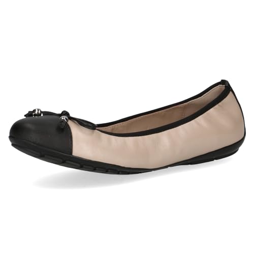 CAPRICE Damen Ballerinas aus Leder mit Lack, Beige (Beige Comb), 41 EU von CAPRICE