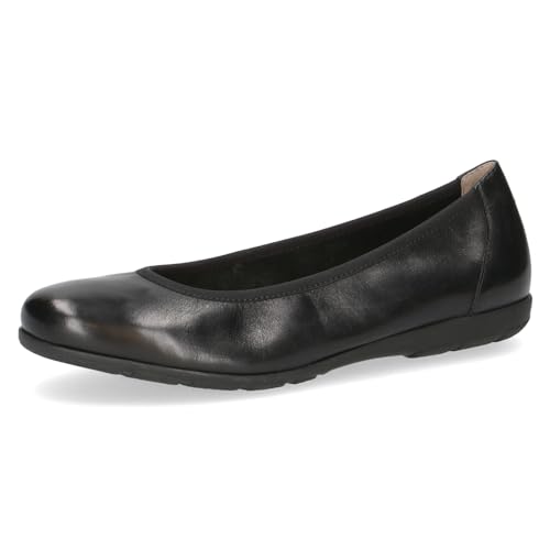 CAPRICE Damen Ballerinas aus Leder Flach, Schwarz (Black Nappa), 39 EU von CAPRICE