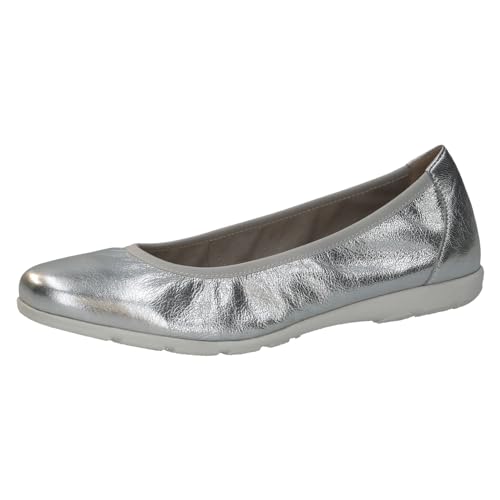 CAPRICE Damen Ballerinas aus Leder Flach, Silber (Silver Metal.), 37 EU von CAPRICE