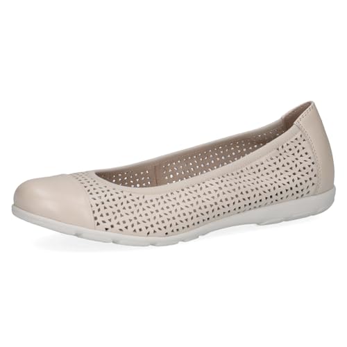 CAPRICE Damen Ballerinas aus Leder mit Lochmuster, Cremefarben (Cream Perlato), 39 EU von CAPRICE