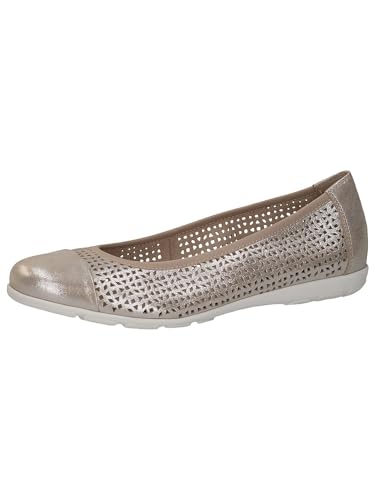 CAPRICE Damen Ballerinas aus Leder mit Lochmuster, Beige (Taupe Metallic), 42 EU von CAPRICE