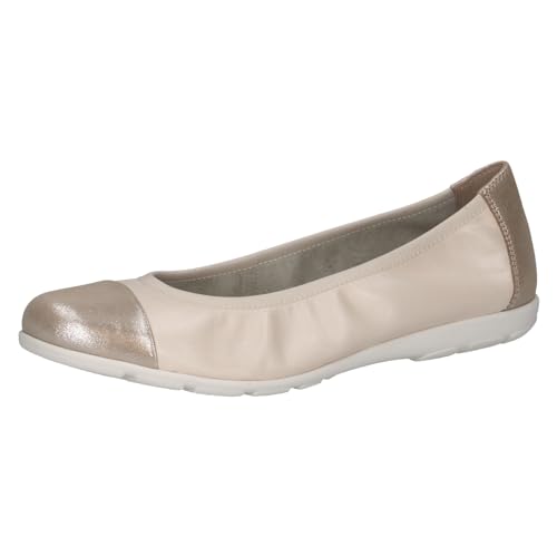 CAPRICE Damen Ballerinas aus Leder mit Lack, Beige (Cream Comb), 38 EU von CAPRICE