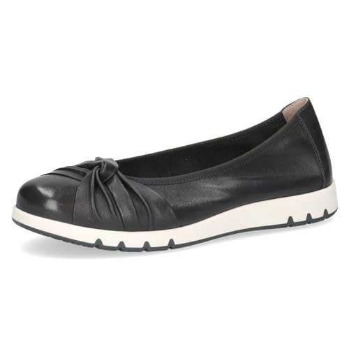 CAPRICE Damen Ballerinas aus Leder Runde Spitze Schuhweite H Mehrweite, Blau (Ocean Softnap.), 37 EU von CAPRICE