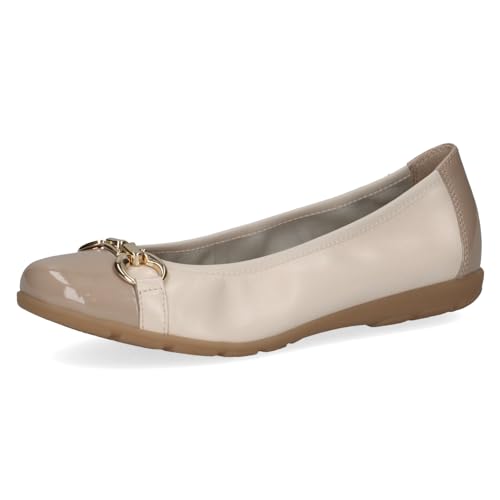 CAPRICE Damen Ballerinas aus Leder mit Lack, Beige (Cream Comb), 37 EU von CAPRICE