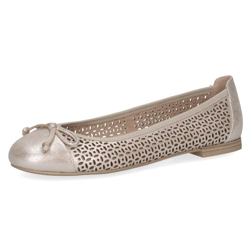 CAPRICE Damen Ballerinas aus Leder mit Lochmuster, Beige (Taupe Metallic), 37 EU von CAPRICE