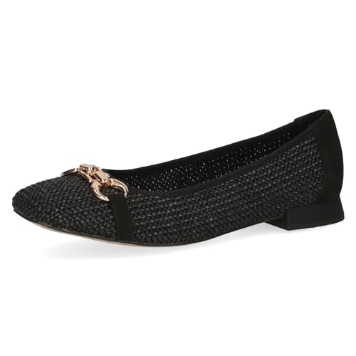 CAPRICE Damen Ballerinas Bast Elegant, Schwarz (Black Comb), 37 EU von CAPRICE