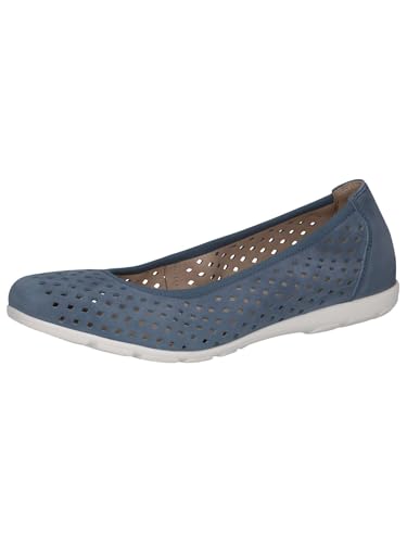 CAPRICE Damen Ballerinas aus Leder Bequem, Blau (Lt.Blue Suede), 41 EU von CAPRICE