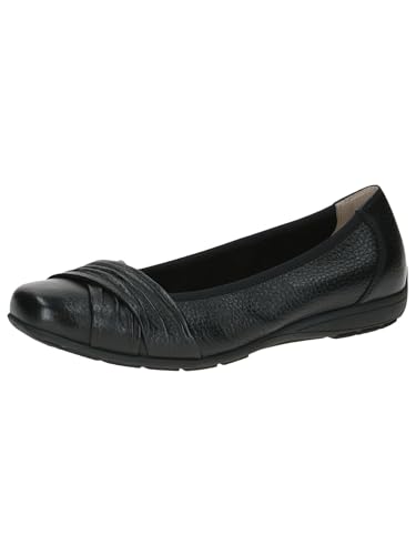 CAPRICE Damen Ballerinas aus Leder Bequem, Schwarz (Black Deer), 36 EU von CAPRICE