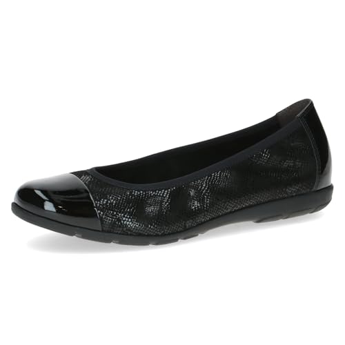 CAPRICE Damen Ballerinas aus Leder Bequem, Schwarz (Black Rep.Comb), 42 EU von CAPRICE