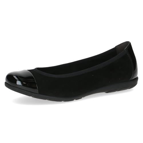 CAPRICE Damen Ballerinas aus Leder Bequem, Schwarz (Black Sue Comb), 39 EU von CAPRICE
