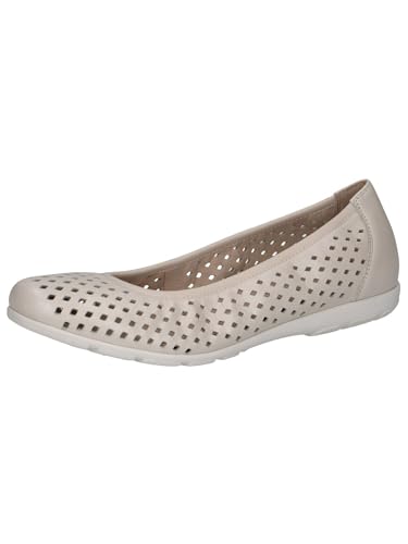 CAPRICE Damen Ballerinas aus Leder Bequem, Weiß (Offwhite Perl.), 40 EU von CAPRICE